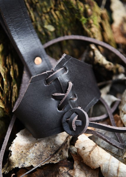 Gürtelhalter aus Leder für Trinkhörner ab 0,4 Liter, braun