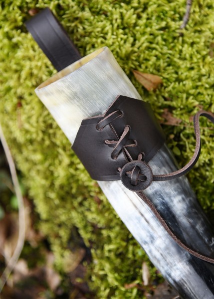 Gürtelhalter aus Leder für Trinkhörner ab 0,4 Liter, braun