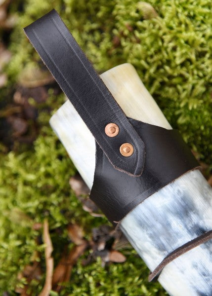 Gürtelhalter aus Leder für Trinkhörner ab 0,4 Liter, braun