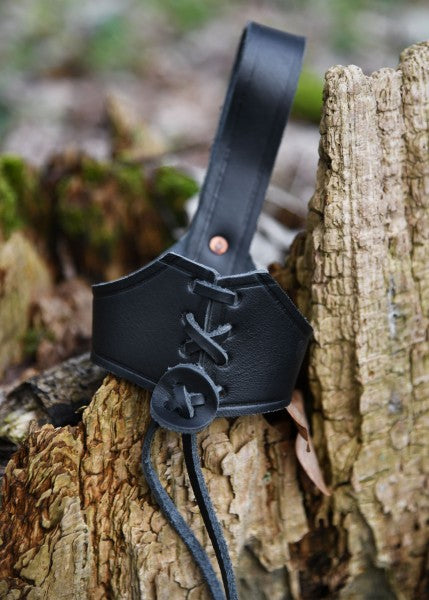 Gürtelhalter aus Leder für Trinkhörner ab 0,4 Liter, schwarz