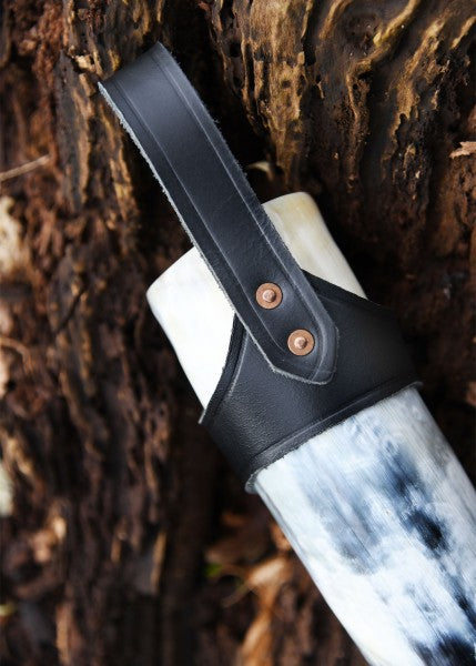 Gürtelhalter aus Leder für Trinkhörner ab 0,4 Liter, schwarz