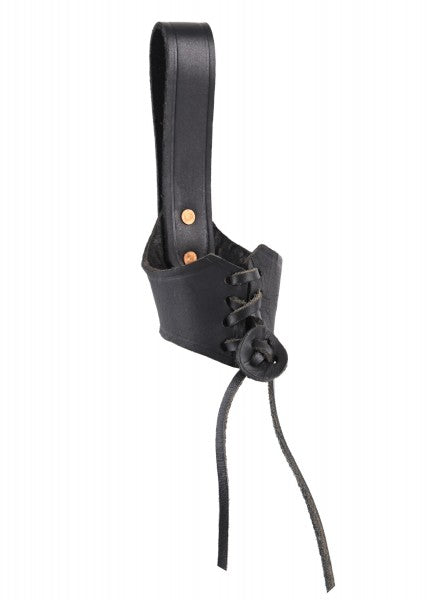 Gürtelhalter aus Leder für 0,2l und 0,3l Trinkhörner, schwarz