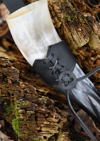 Gürtelhalter aus Leder für 0,2l und 0,3l Trinkhörner, schwarz