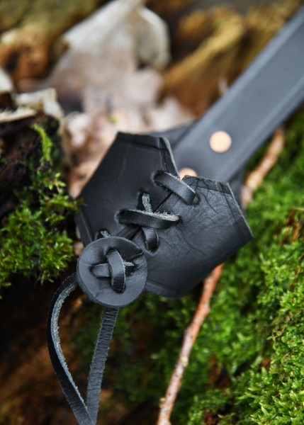 Gürtelhalter aus Leder für 0,2l und 0,3l Trinkhörner, schwarz