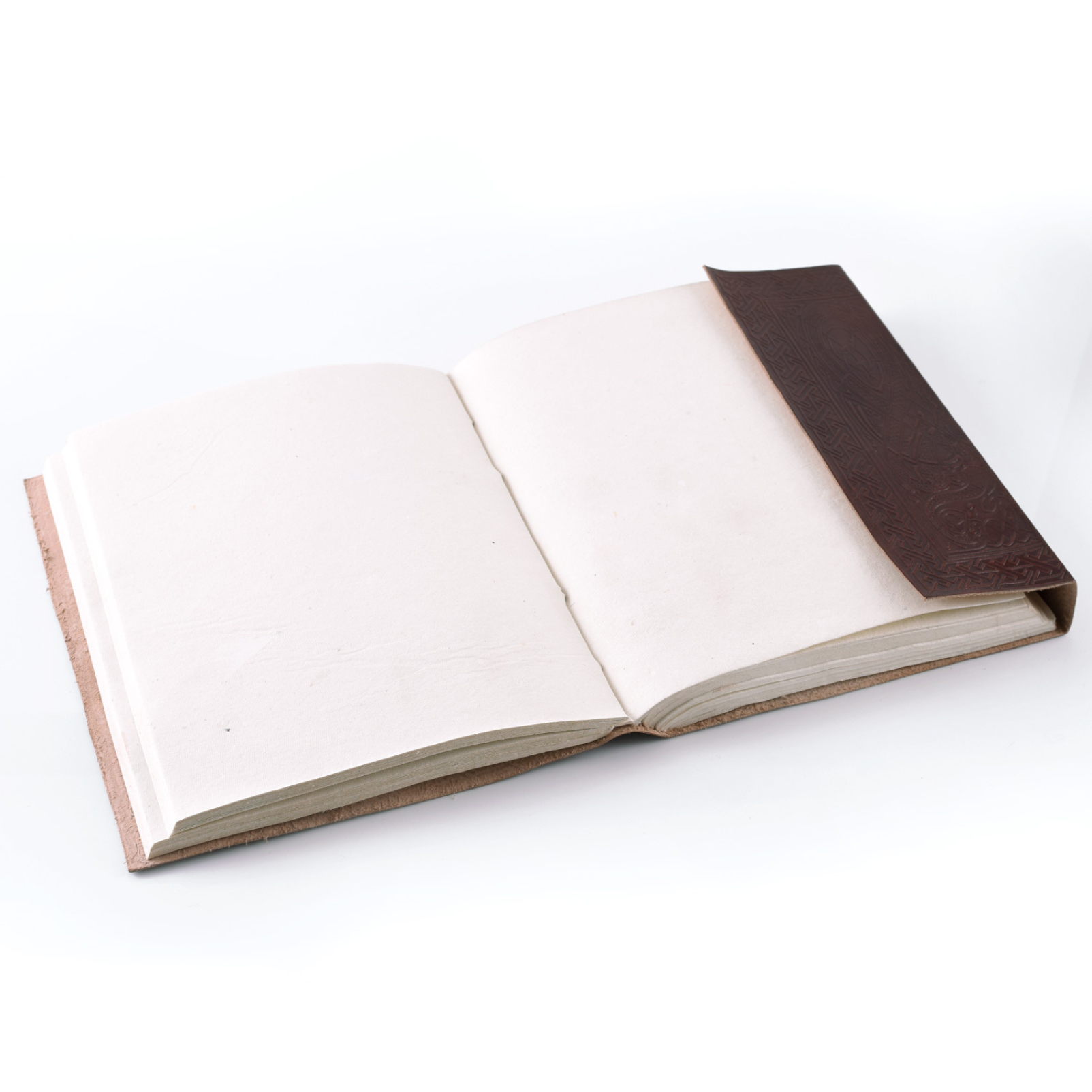Grosses Lederbuch mit Pentagramm, braun, ca. 20 x 25 cm