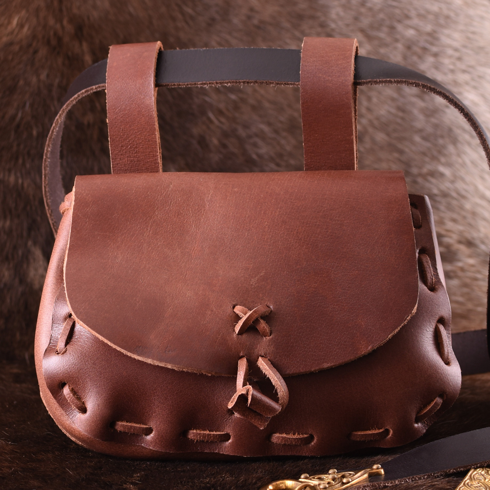 Mittelalter-Ledertasche, Hellbraun