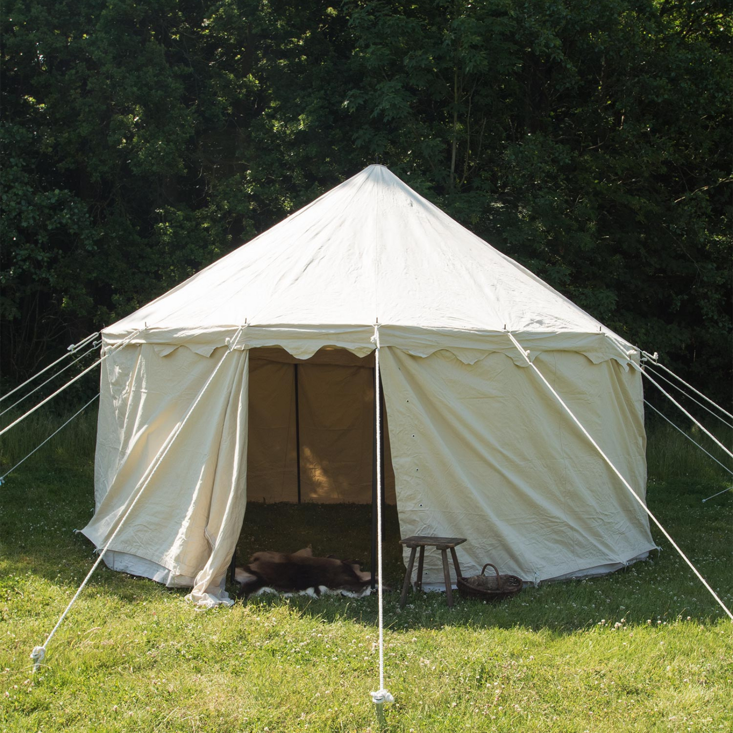 Rundes Mittelalterzelt, 5 m Durchmesser, 425 gsm, natur