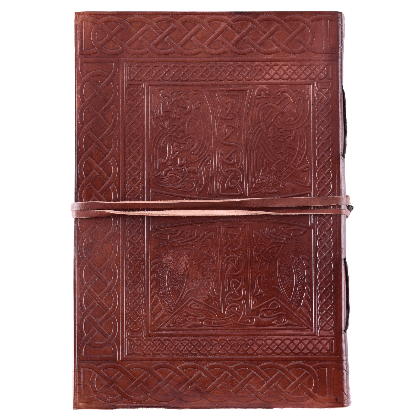 Lederbuch mit keltischem Motiv, Braun, ca. 21 x 14 cm