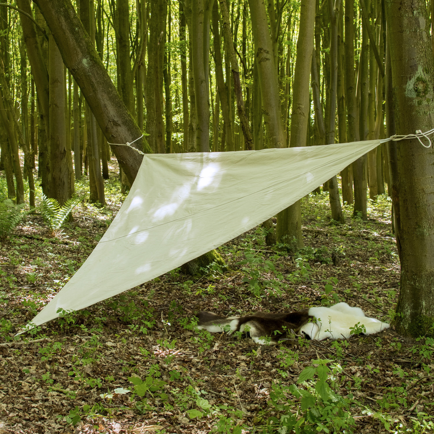 Dreieck-Lagerplane / Sonnensegel mit Schlaufen, 250g/m², naturfarben