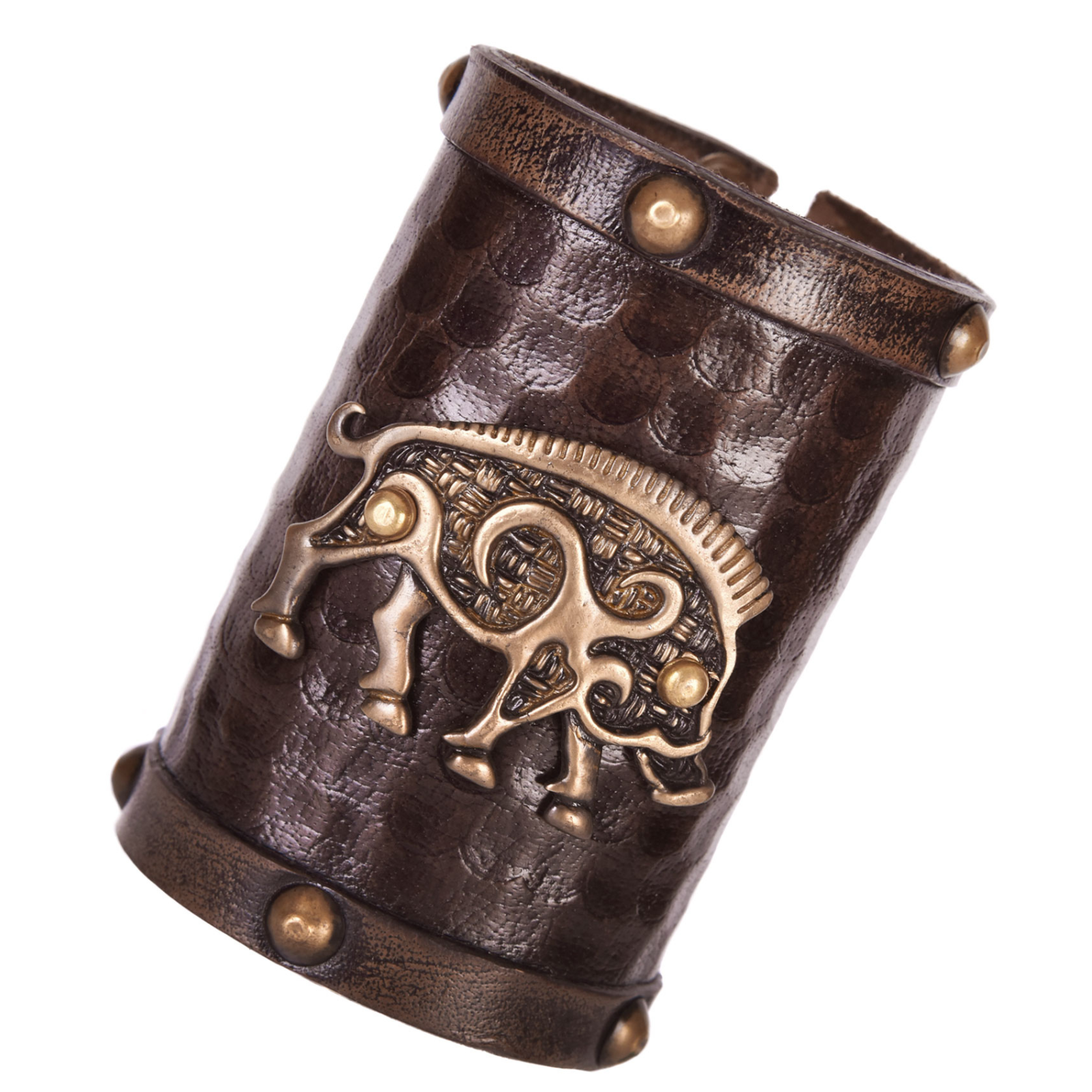 Armschützer aus Leder, Keltisches Wildschwein-Motiv