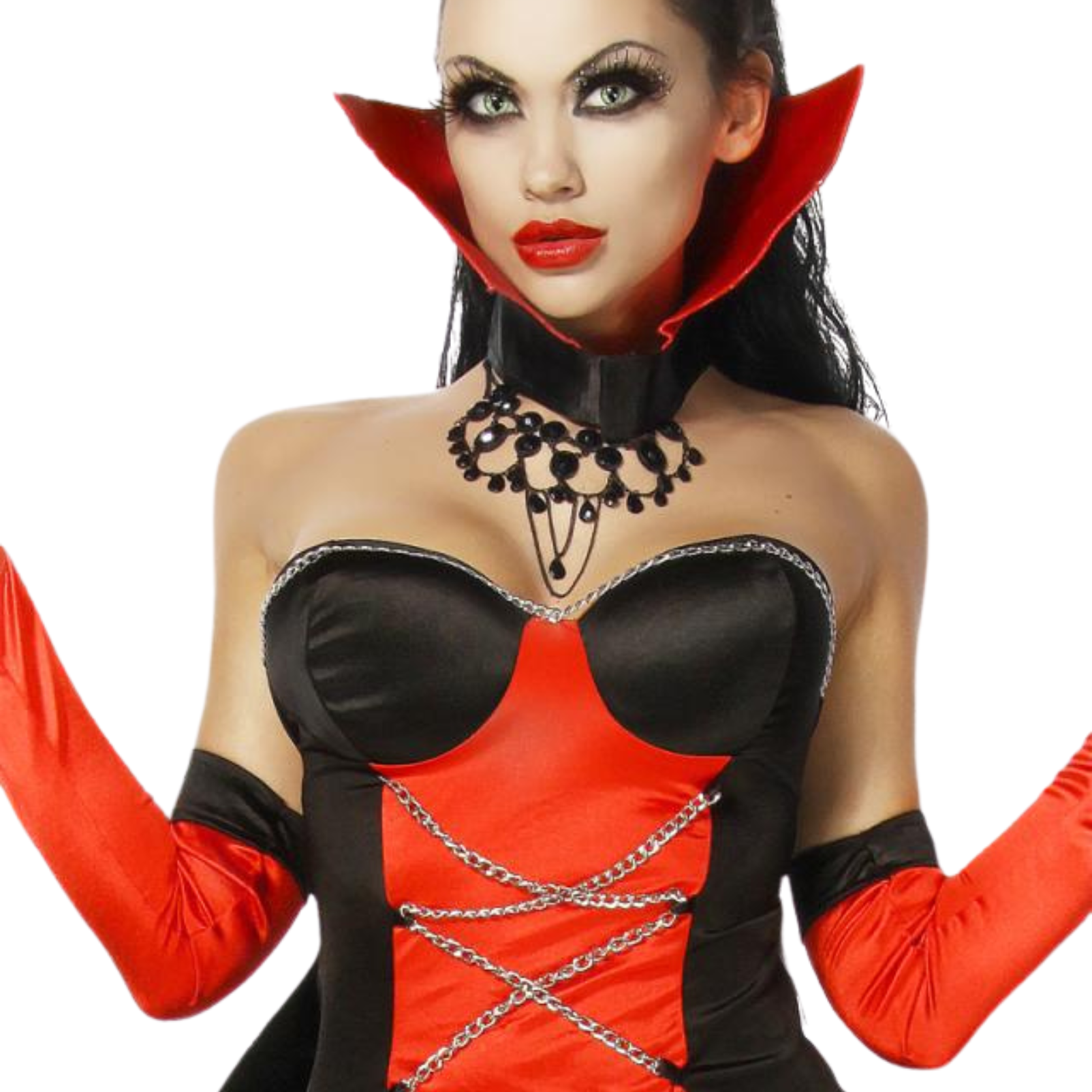 Vampirkostüm mit Flügel schwarz/rot