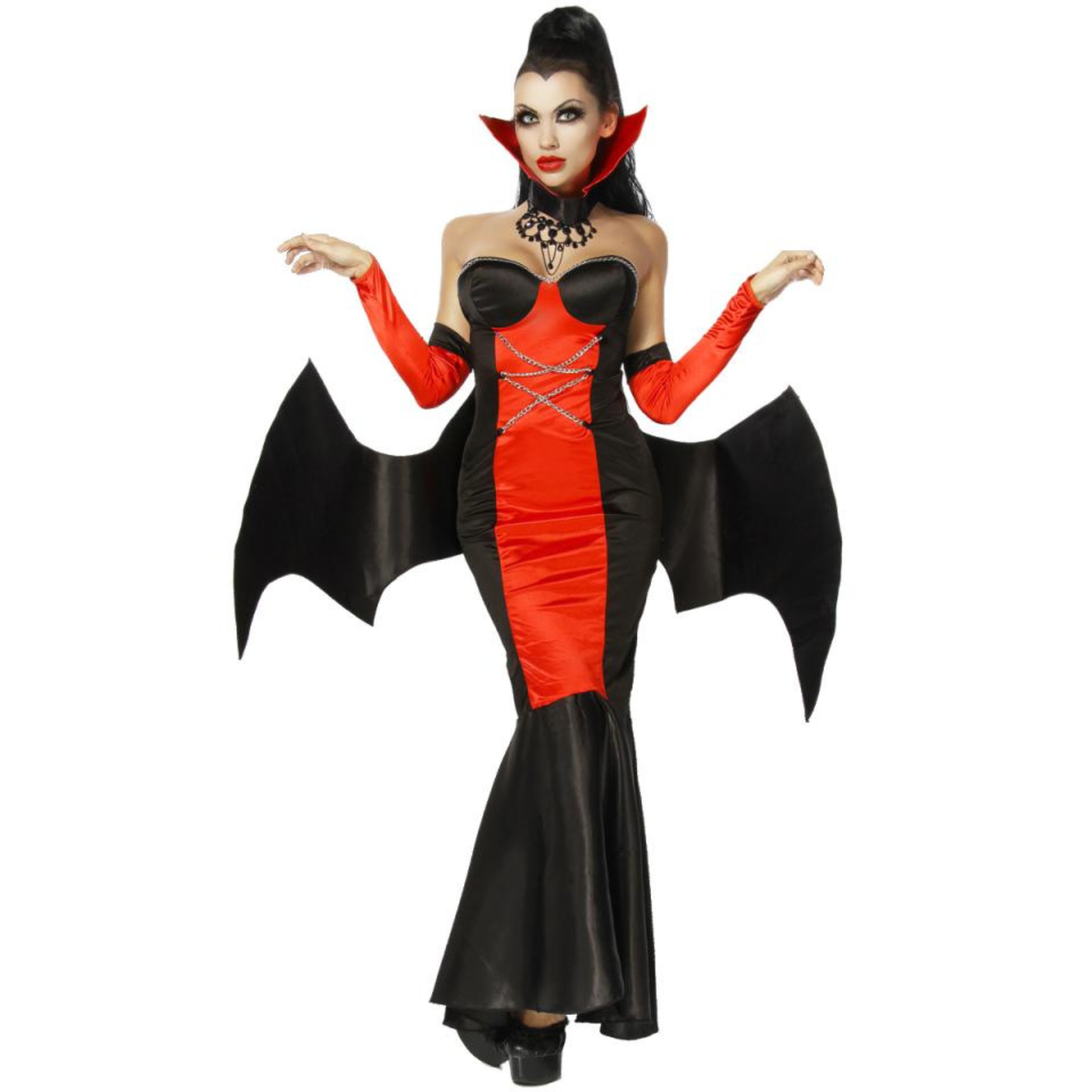 Vampirkostüm mit Flügel schwarz/rot