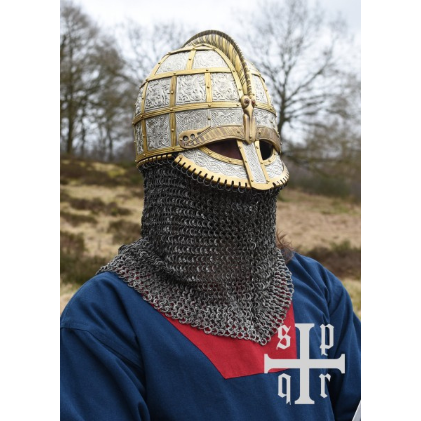 Valsgärde 8 Wikinger-Helm Replik – historischer Helm aus Stahl mit Kettenbrünne