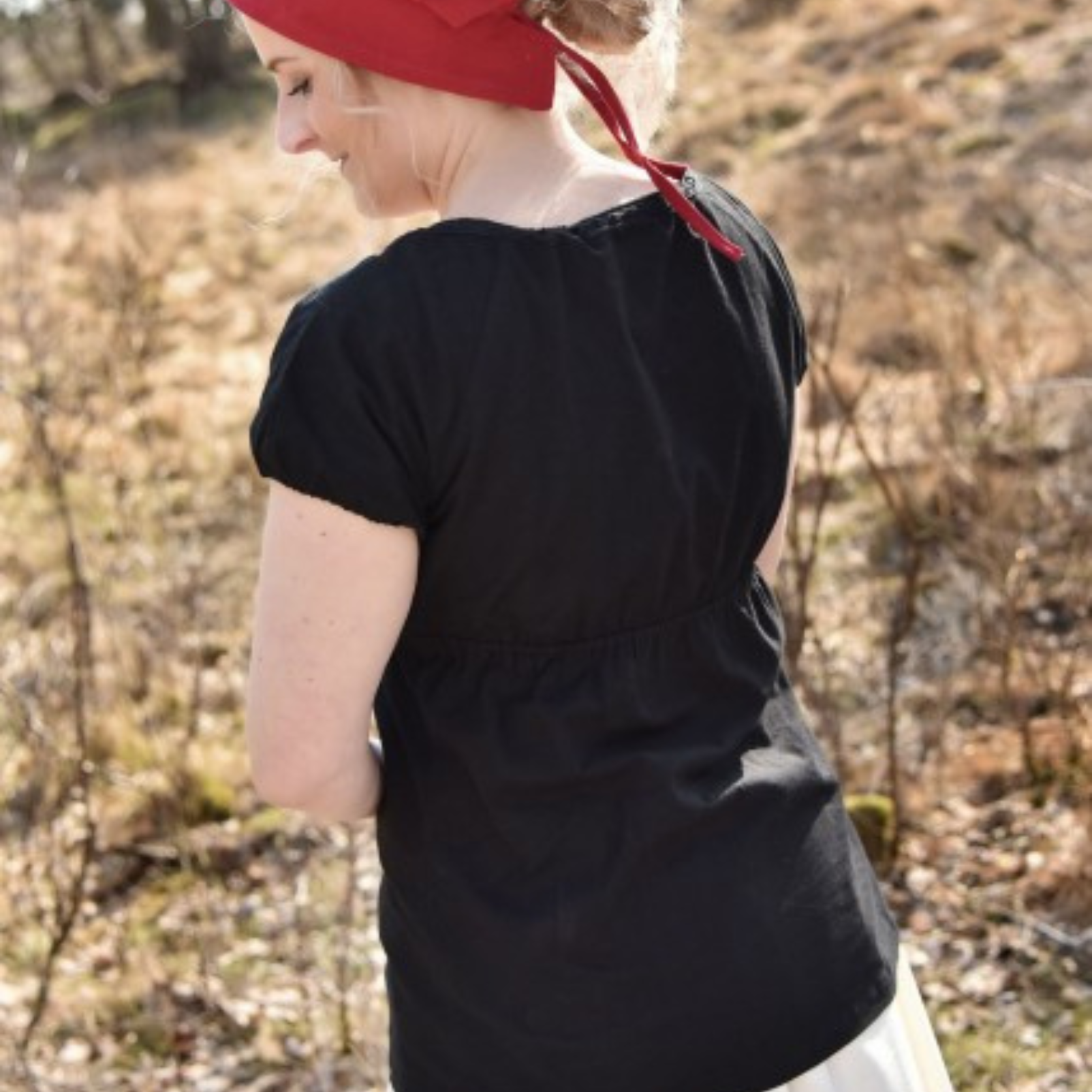 Mittelalter Kurzarm-Bluse Aren, schwarz