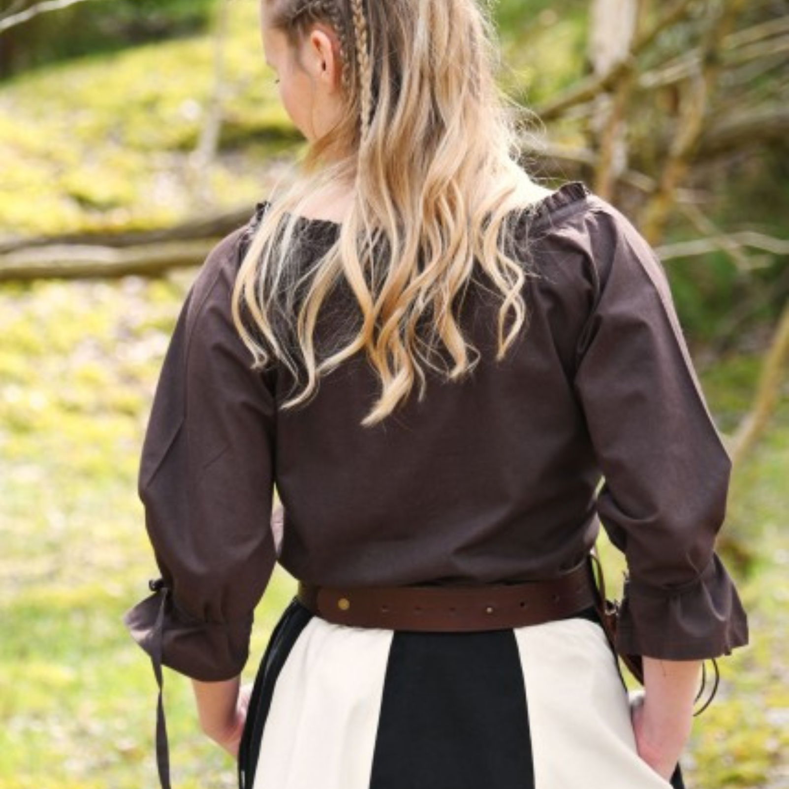 Mittelalter Bluse Birga mit 3/4 Arm, braun