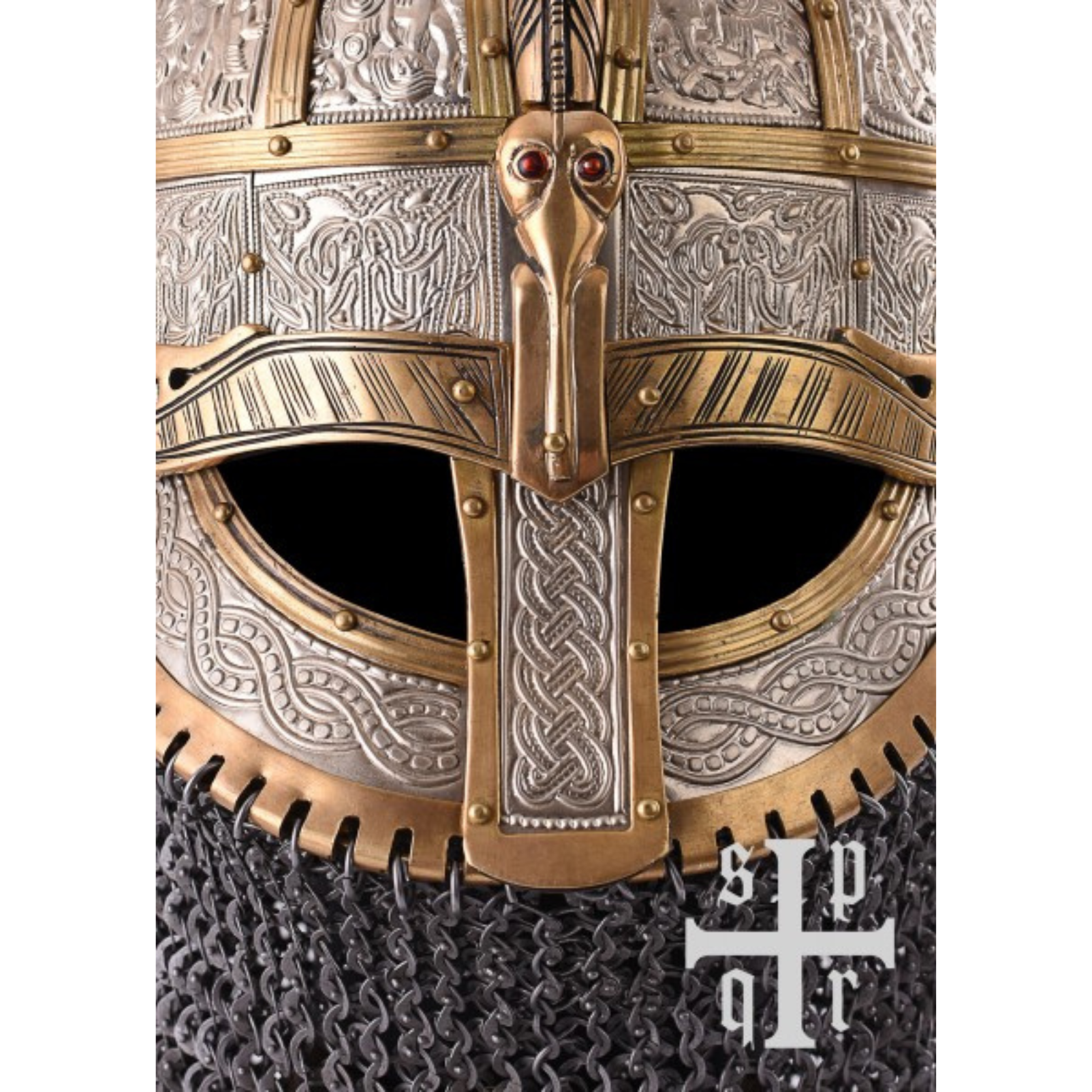 Valsgärde 8 Wikinger-Helm Replik – historischer Helm aus Stahl mit Kettenbrünne