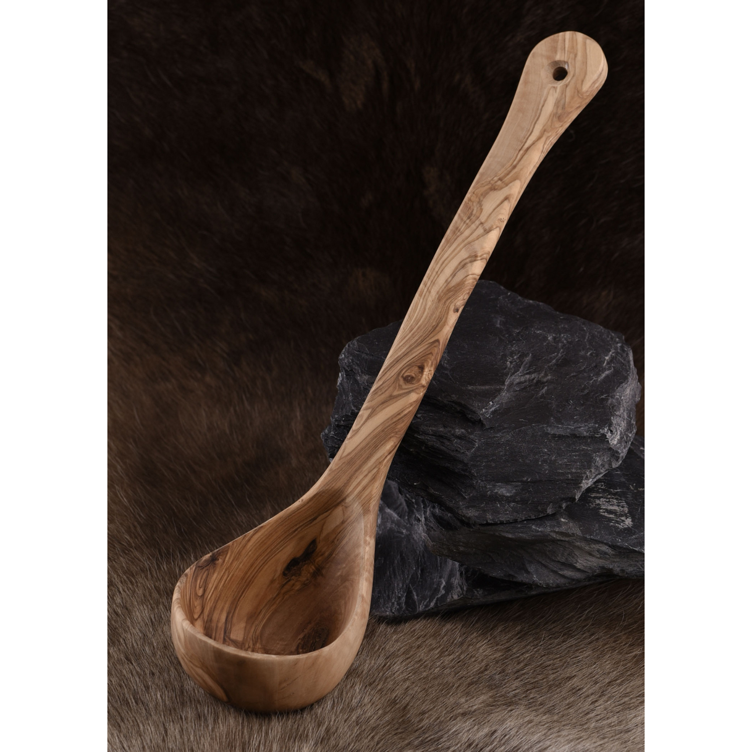 Schöpfkelle aus Olivenholz, ca. 35 cm