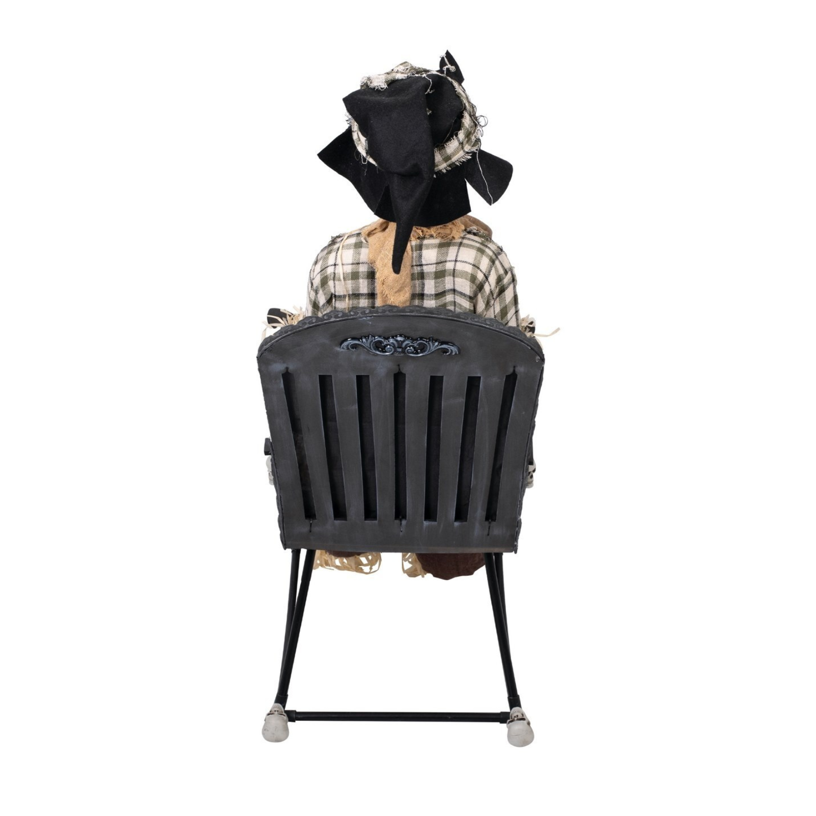 Animierte Vogelscheuche auf Schaukelstuhl mit LED Licht & Sound – Halloween-Deko 120 cm 3
