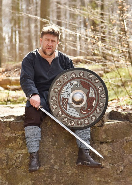 Wikingerschild mit Raben-Motiv und Triquetras, 61 cm