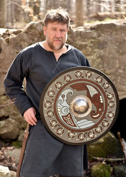 Wikingerschild mit Raben-Motiv und Triquetras, 61 cm