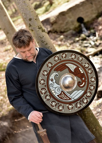 Wikingerschild mit Raben-Motiv und Triquetras, 61 cm