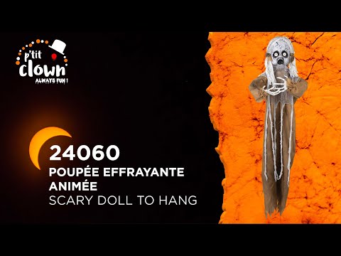 Animierte Gruselpuppe mit LED Licht & Sound – Halloween-Deko 120 cm