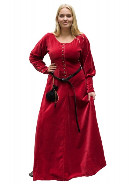 Cotehardie Isabell aus Samt, Mittelalterkleid, rot