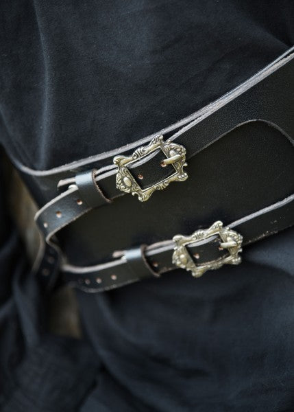 Piratengürtel aus Leder mit zwei Schnallen, versch. Farben