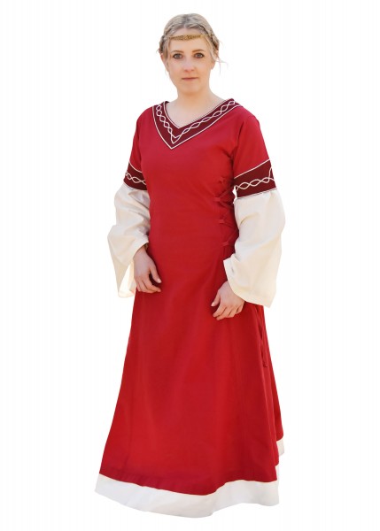 Mittelalterkleid Alvina, rot/natur