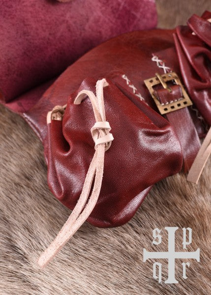 Mittelalterliche Ledertasche, 14. Jahrhundert, verschied. Farben