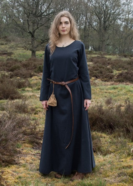 Schlichtes Mittelalterkleid Afra aus festem Canvas, dunkelblau