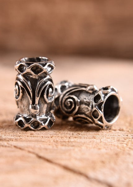 Bartperle und Lockenperle mit Spirale & Rauten aus Silber