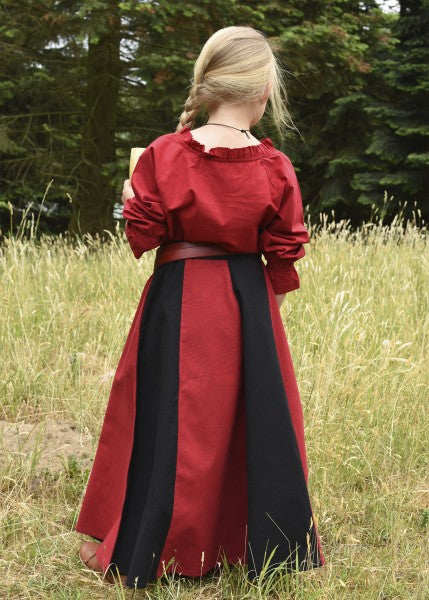 Kinder Mittelalter-Rock Lucia, weit ausgestellt, schwarz/rot