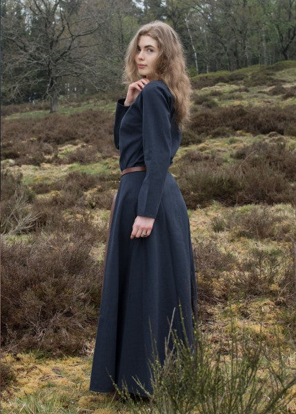 Schlichtes Mittelalterkleid Afra aus festem Canvas, dunkelblau