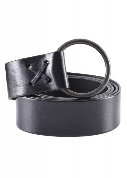 Mittelalter-Ledergürtel m. Messingring 150 cm, braun od. schwarz