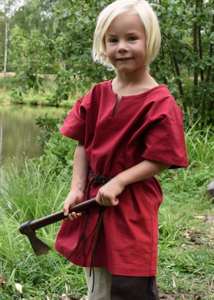 Kinder Mittelalter-Tunika Linus, kurzarm, rot