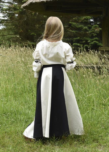 Kinder Mittelalter-Rock Lucia, weit ausgestellt, schwarz/natur
