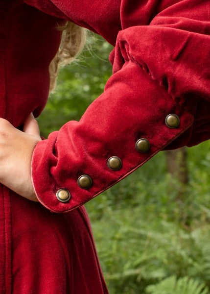 Cotehardie Isabell aus Samt, Mittelalterkleid, rot
