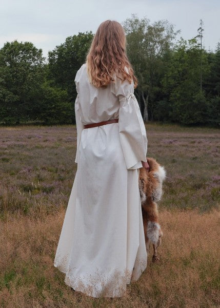 Mittelalter-Unterkleid Burglinde mit Trompetenärmeln, natur
