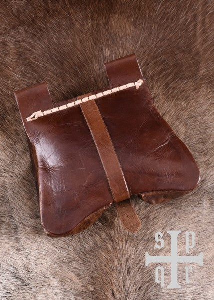 Mittelalterliche Ledertasche, 14. Jahrhundert, verschied. Farben