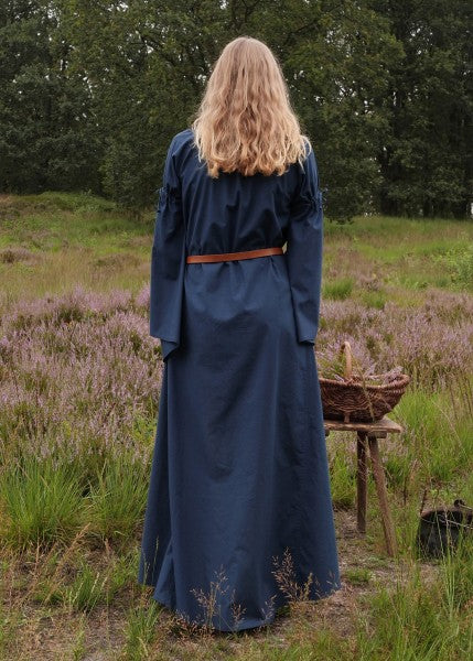 Mittelalter-Unterkleid Burglinde mit Trompetenärmeln, blau