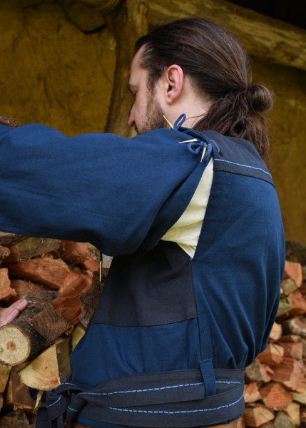 Mittelalter Tunika Bent mit abnehmbaren Ärmeln, blau/dunkelblau