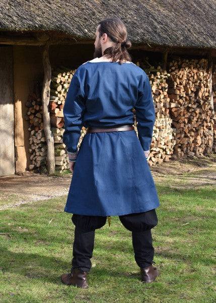 Wikinger Tunika Halvar mit Stickerei, blau