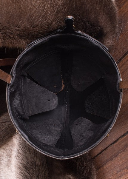 Nasalhelm mit Keltischen Motiven, Stahl mit Antik-Finish