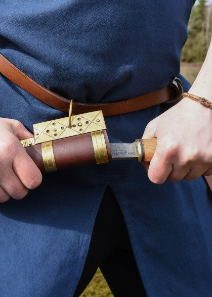 Mittelalter-Tunika Ailrik mit Bordüre, kurzarm, blau