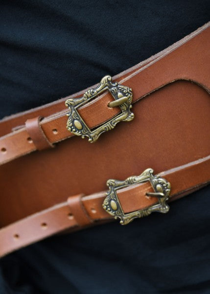 Piratengürtel aus Leder mit zwei Schnallen, versch. Farben