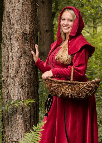 Cotehardie Isabell aus Samt, Mittelalterkleid, rot