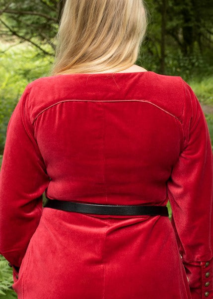 Cotehardie Isabell aus Samt, Mittelalterkleid, rot