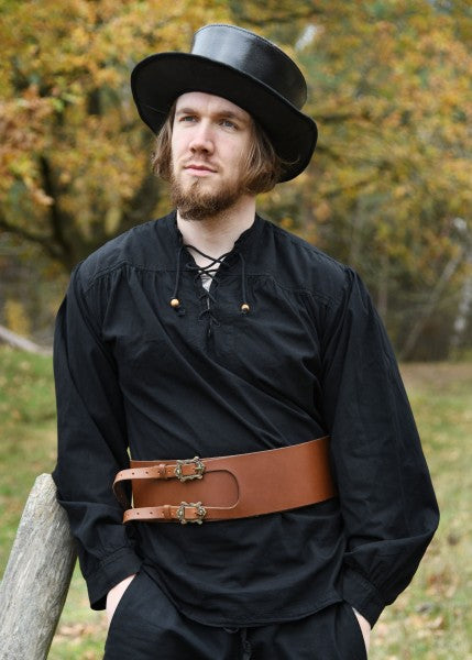 Piratengürtel aus Leder mit zwei Schnallen, versch. Farben