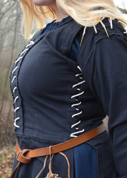 Mittelalterkleid Marit mit Schnürungen, dunkelblau